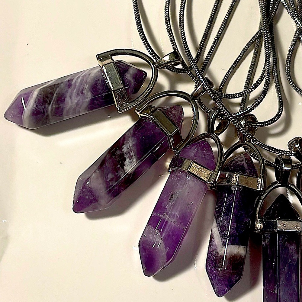 ☁️🔮 Chevron Dream Amethyst DT Bullet Authentic Crystal Pendant w/ Chain🔮☁️✨✨